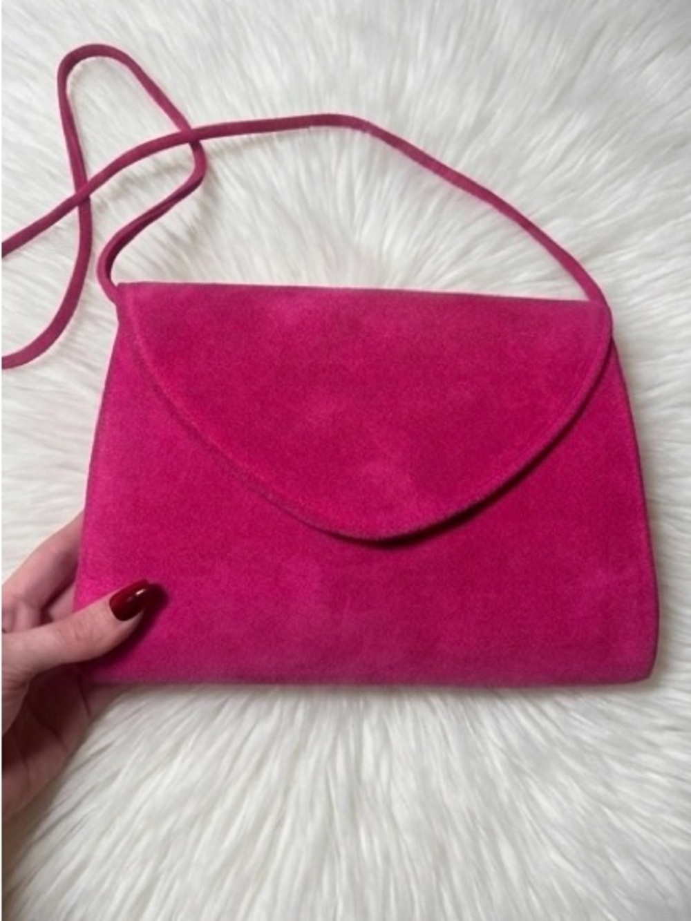 Vintage Pink Suede Shoulder Bag - Picture 4 of 14